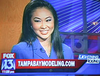 Tampa model Ann Poonkasem on FOX 13 for Tampa Bay Modeling.
